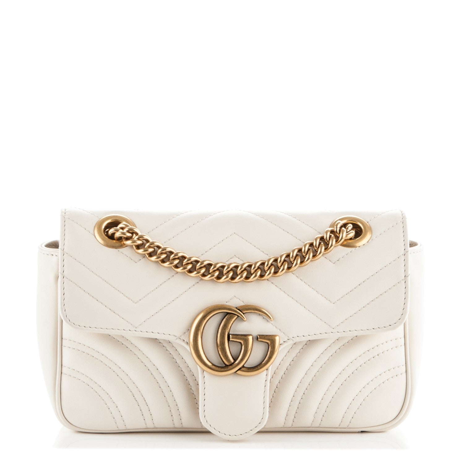 Gucci Calfskin Matelasse Mini GG Marmont Shoulder Bag White 1 of 7