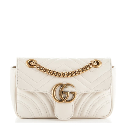Gucci Calfskin Matelasse Mini GG Marmont Shoulder Bag White 1 of 7
