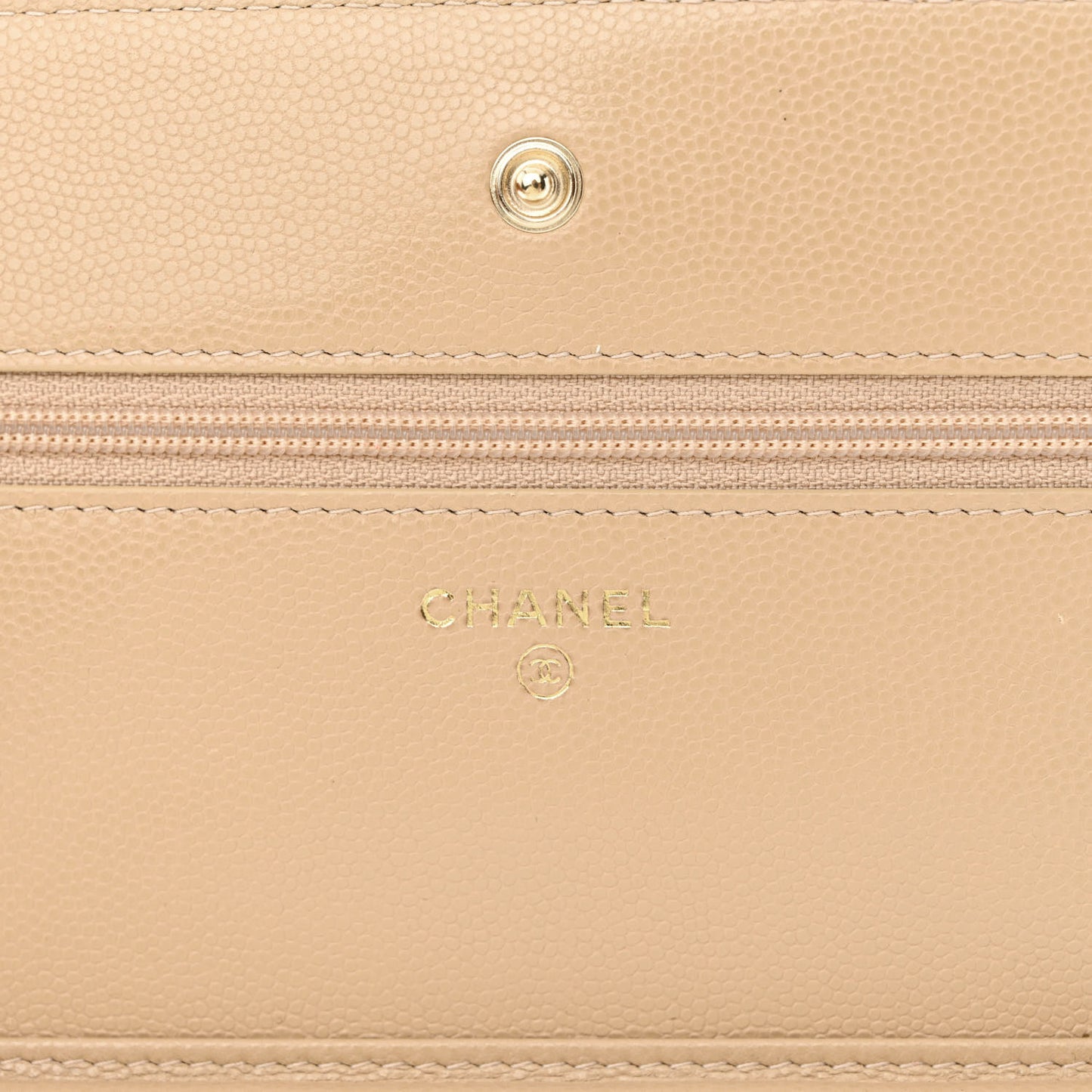 Caviar Quilted Wallet On Chain WOC Beige