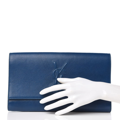 Saint Laurent Calfskin Large Belle De Jour Clutch Blue 2 of 8
