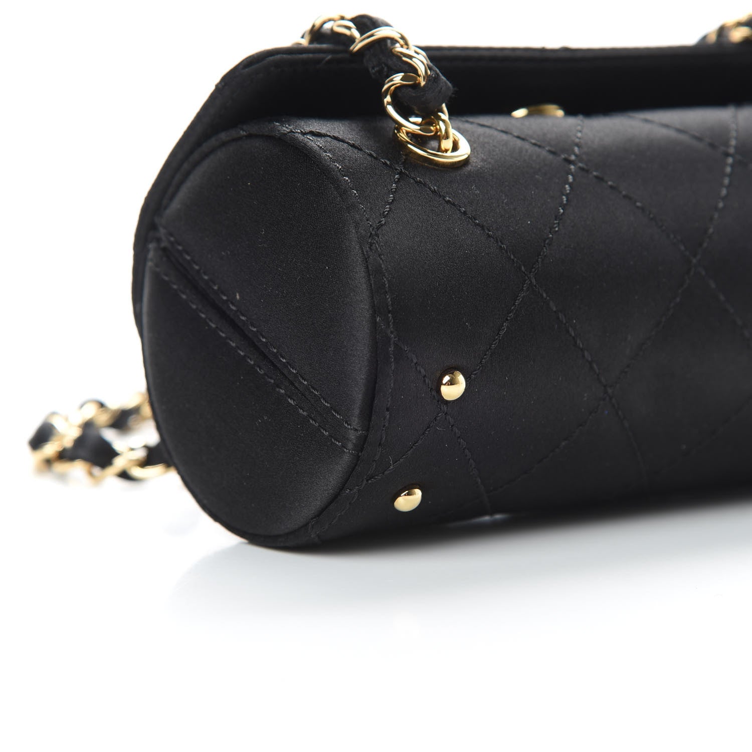 Chanel Satin Quilted Evening Bag Black 9 of 11