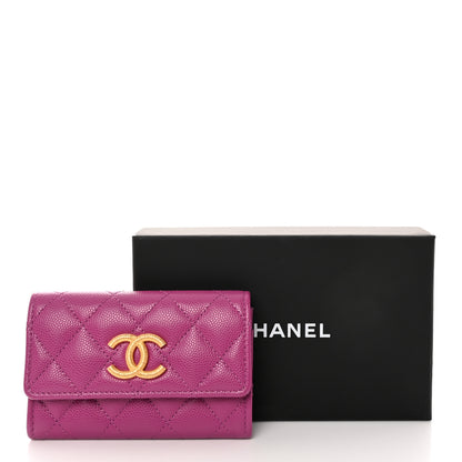 Chanel Caviar Quilted Textured CC Flap Card Holder Purple 9 of 9