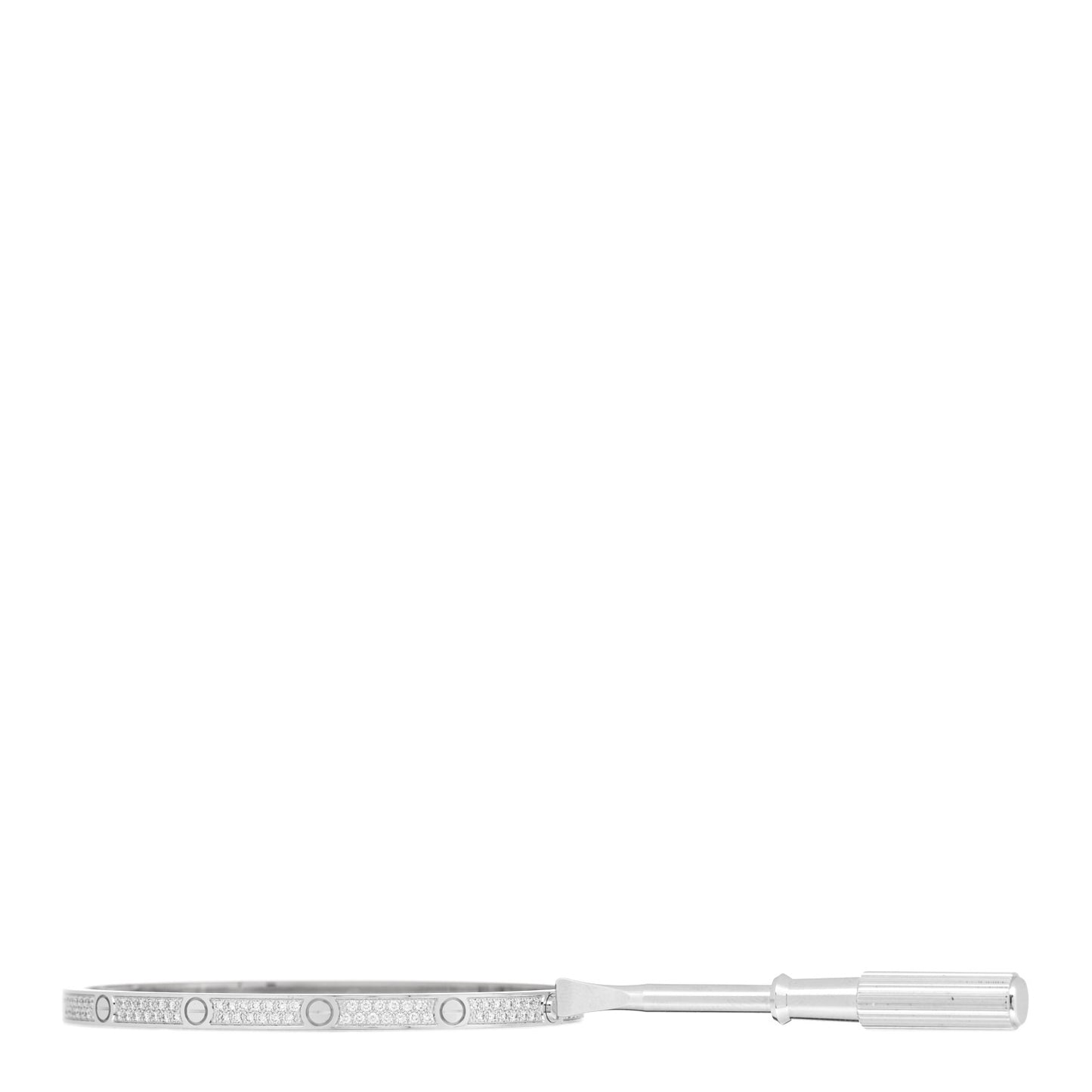 18K White Gold Diamond Small LOVE Paved Bracelet 16