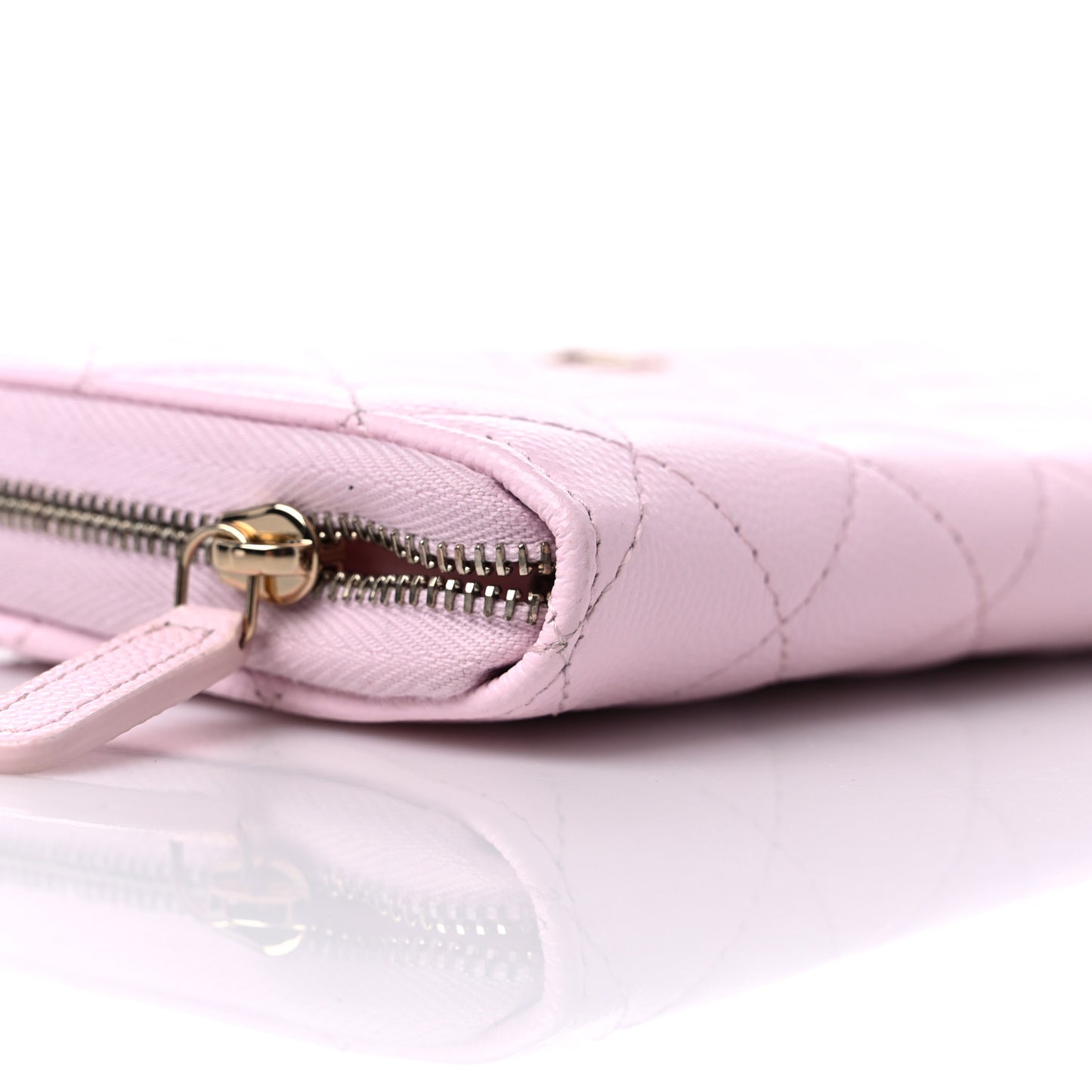 Caviar Quilted Large Gusset Zip Around Wallet Light Pink