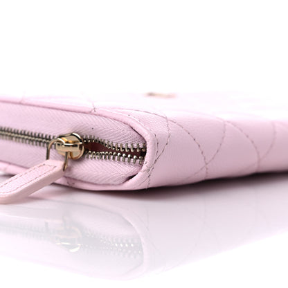 Chanel Caviar Quilted Large Gusset Zip Around Wallet Light Pink 9 of 11
