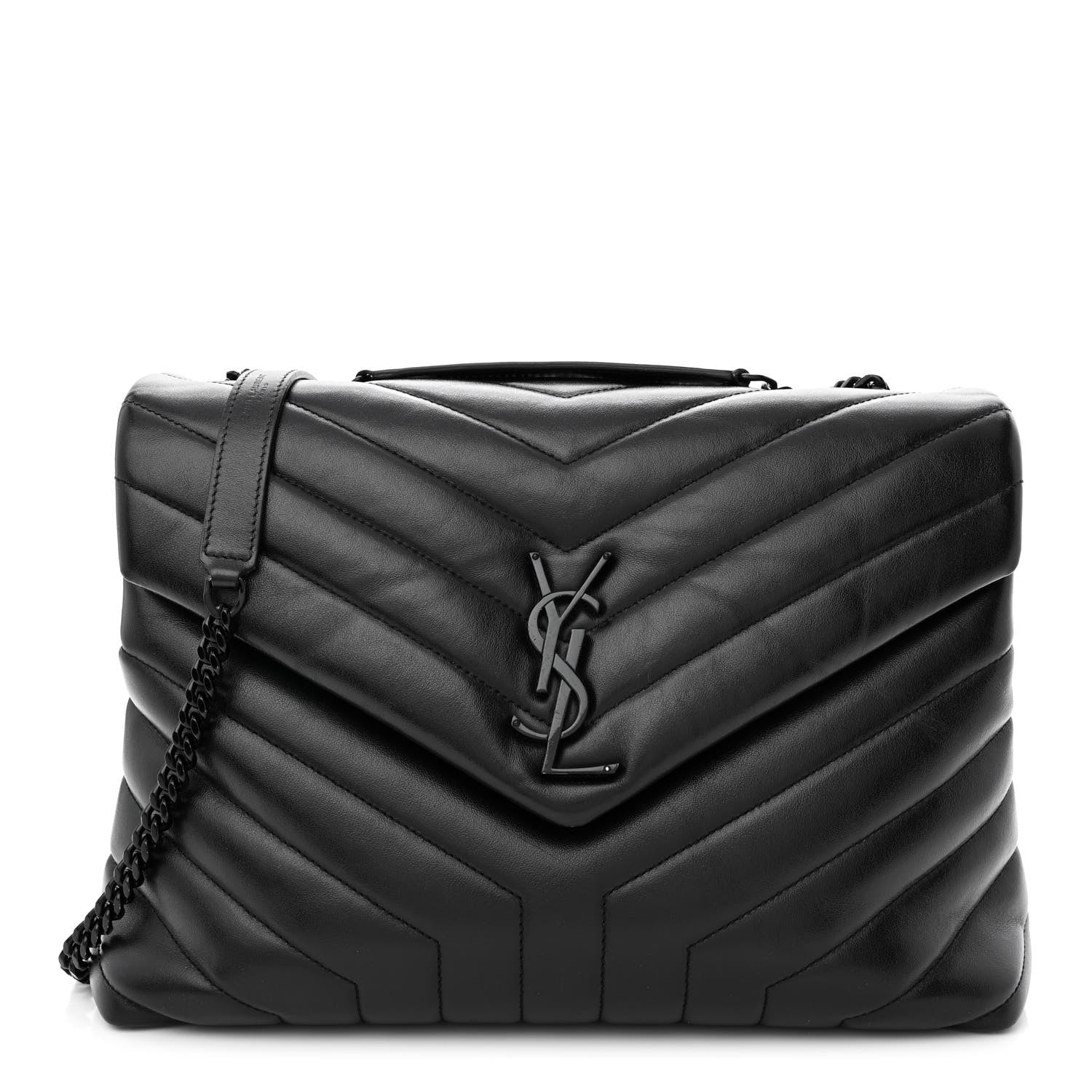 Saint Laurent Calfskin Y Quilted Monogram Monochrome Medium Loulou Chain Satchel Black 1 of 11