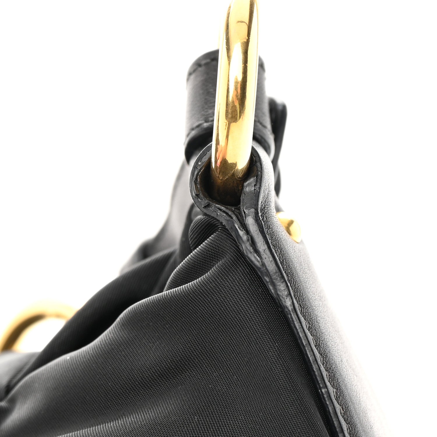 Prada Tessuto Nylon Pleated Shoulder Bag Black 14 of 17