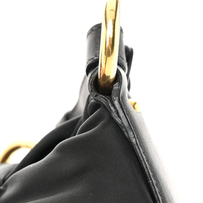 Prada Tessuto Nylon Pleated Shoulder Bag Black 14 of 17