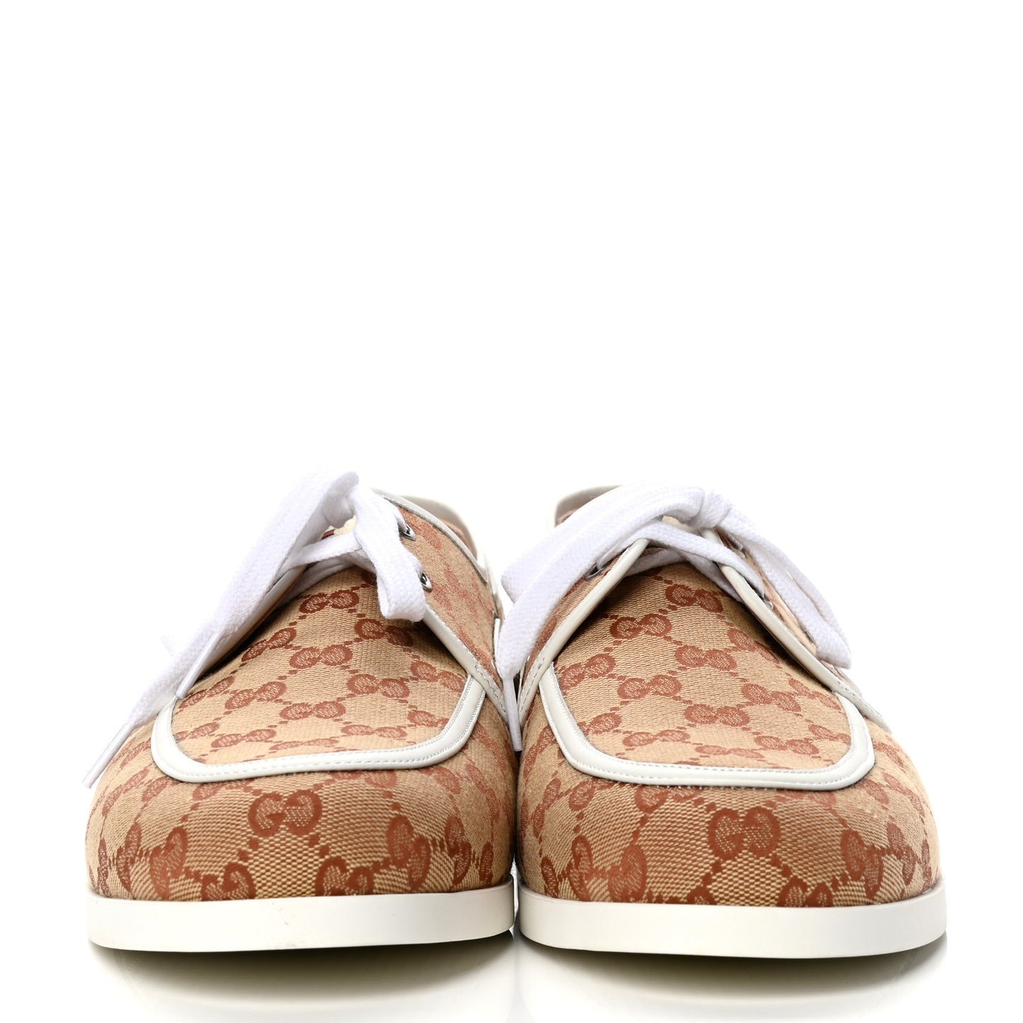 Monogram Mens Boat Shoes 14 Beige Ruggine White