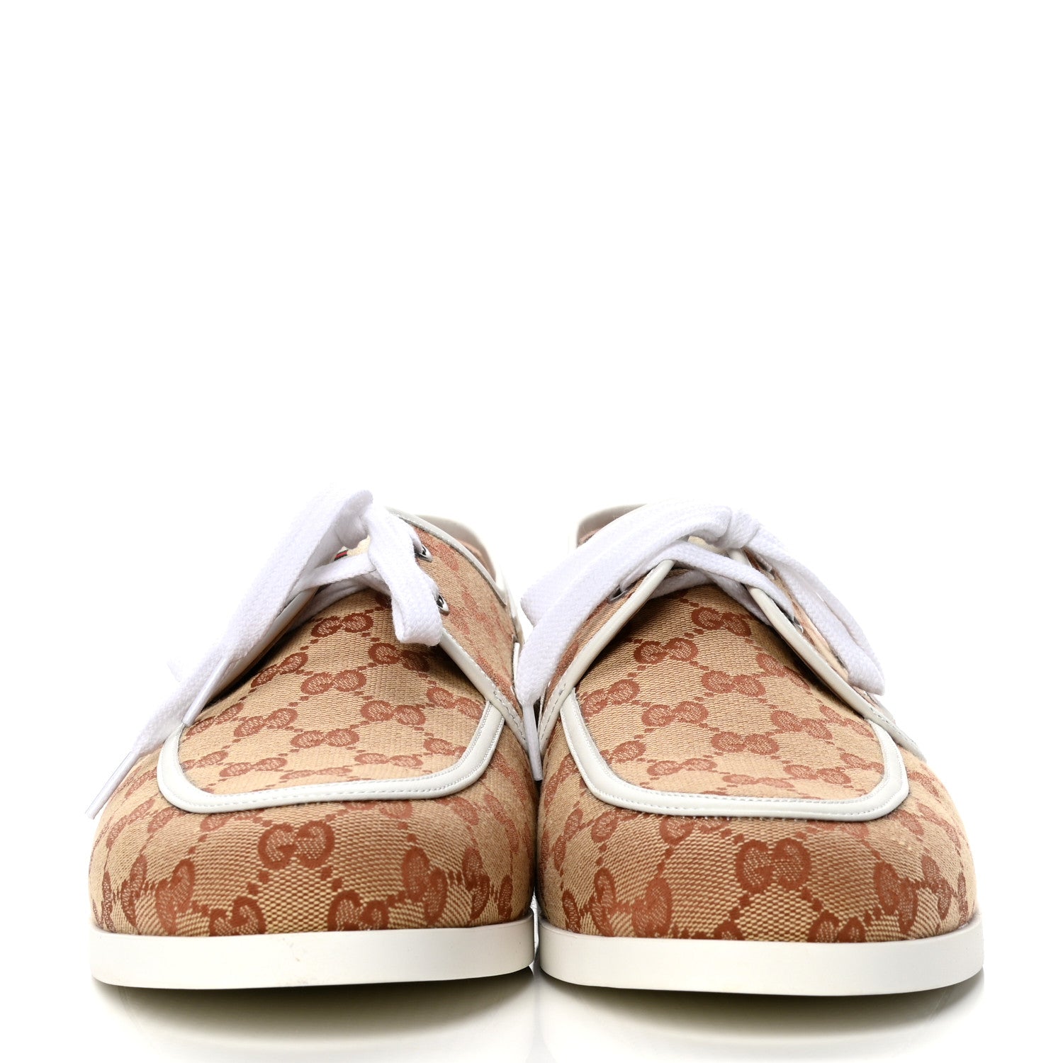 Gucci Monogram Mens Boat Shoes 14 Beige Ruggine White 2 of 4
