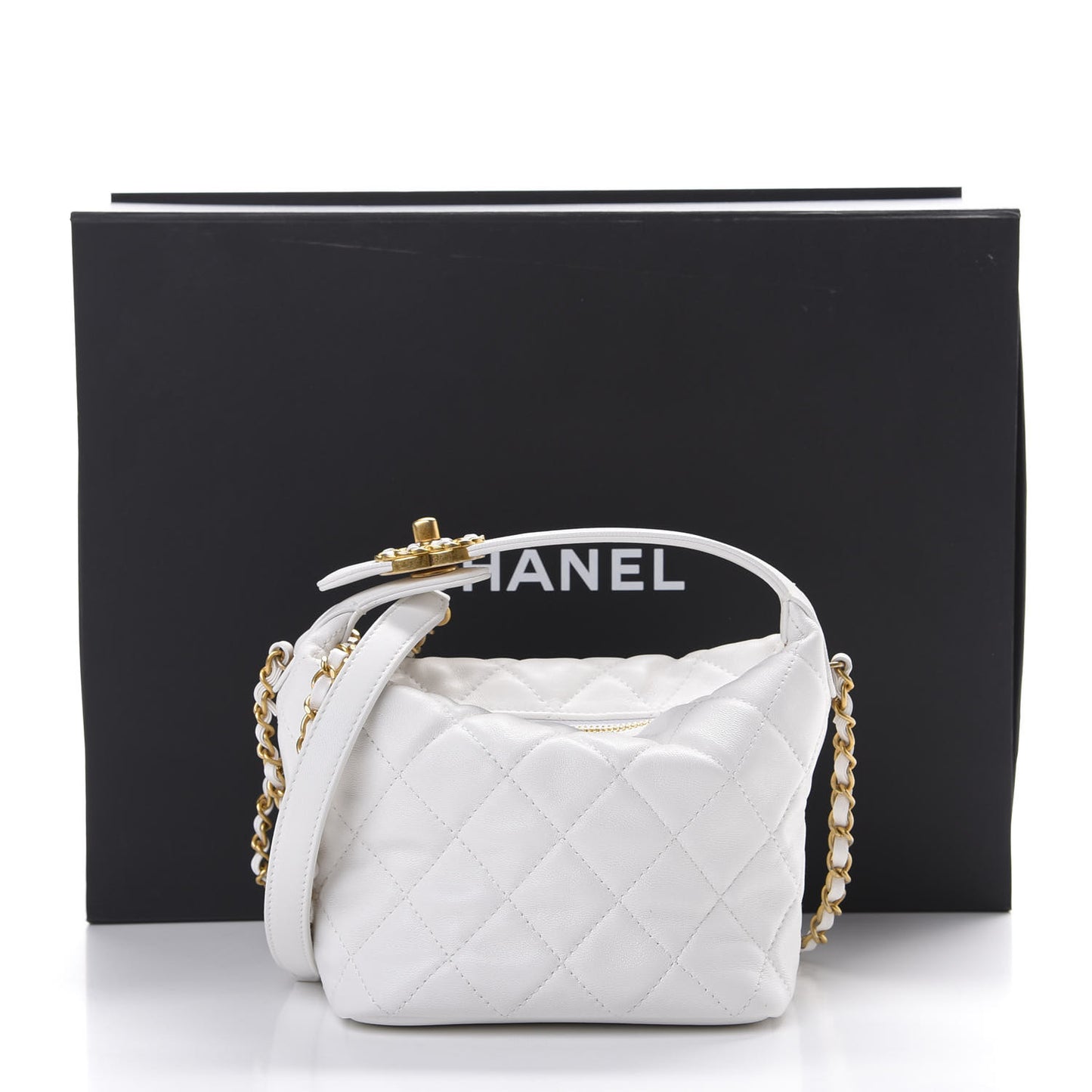 Lambskin Quilted Small Hobo White