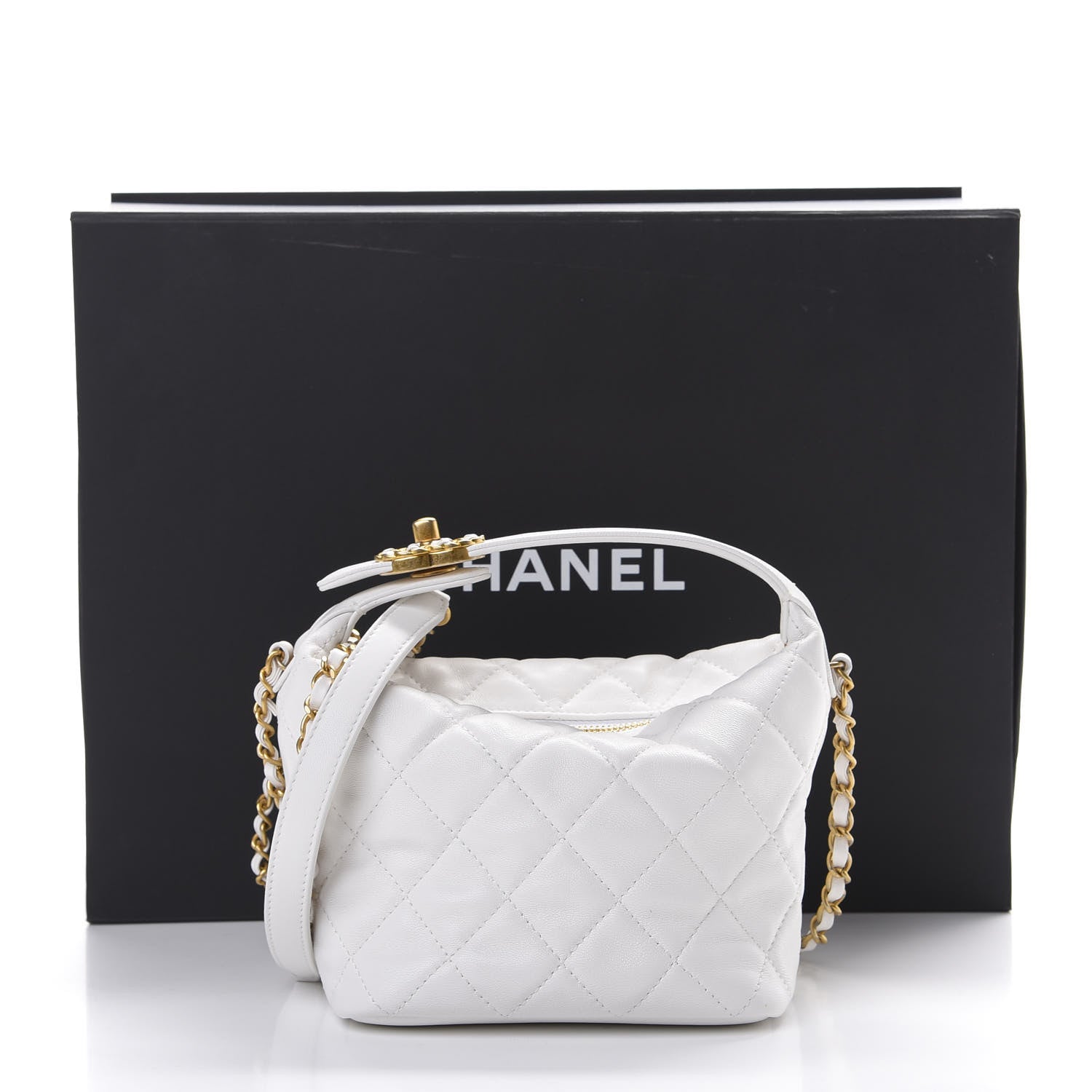 Chanel Lambskin Quilted Small Hobo White 11 of 11