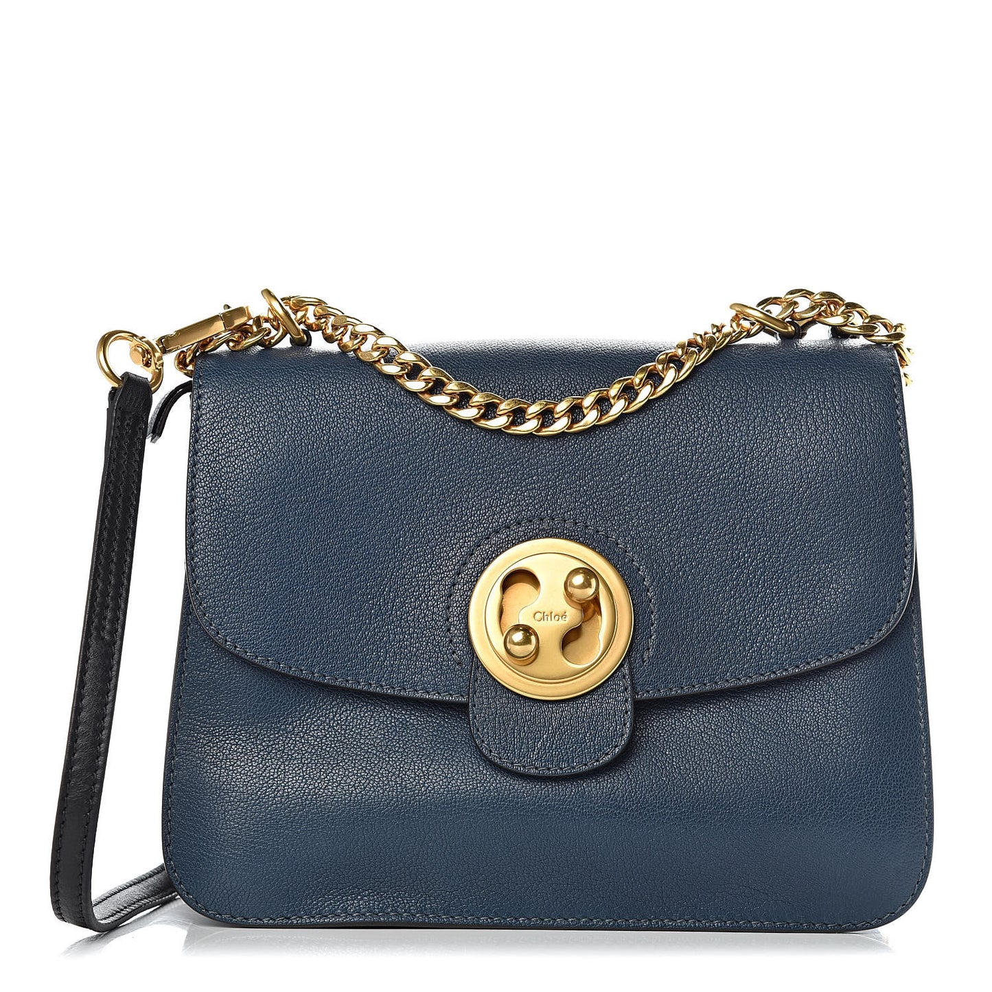 Goatskin Medium Mily Shoulder Bag Denim Blue