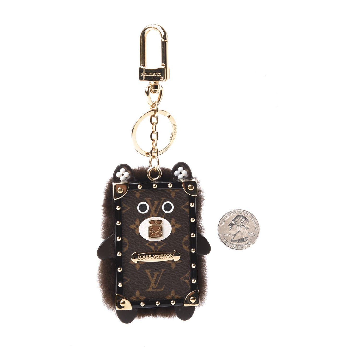 Wild Fur Monogram Eye-Trunk Bear Bag Charm
