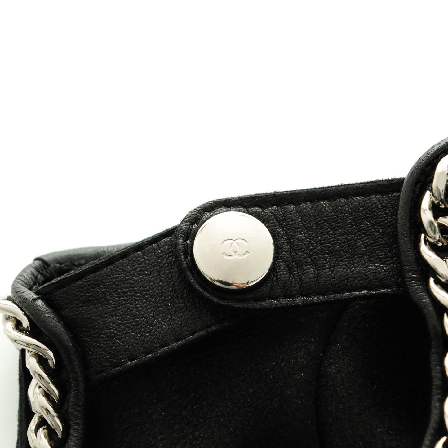 Lambskin Perforated Fingerless Chain CC Gloves 7.5 Black