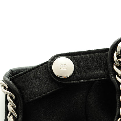 Chanel Lambskin Perforated Fingerless Chain CC Gloves 7.5 Black 4 of 7