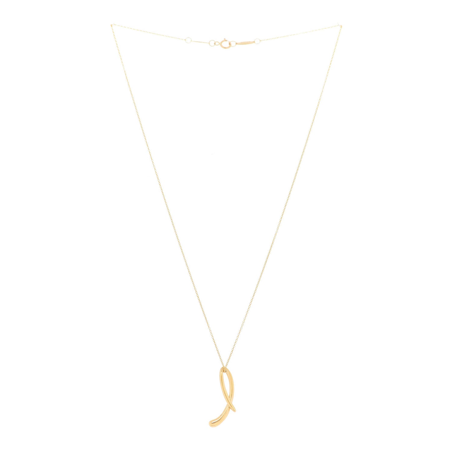 18K Yellow Gold Elsa Peretti Letter L Pendant Necklace