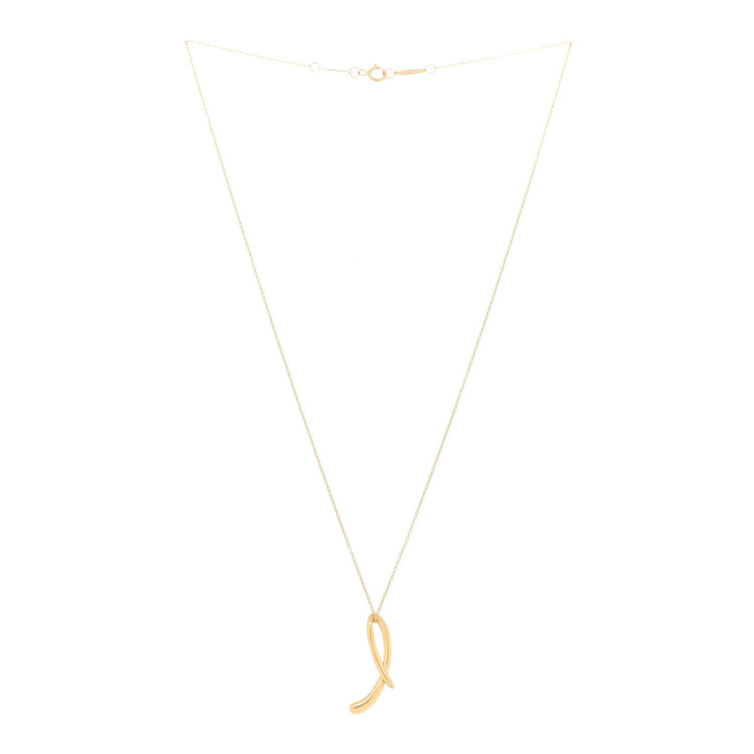 Tiffany 18K Yellow Gold Elsa Peretti Letter L Pendant Necklace 3 of 6