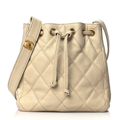Chanel Caviar Quilted Drawstring Shoulder Bag Beige 1 of 11