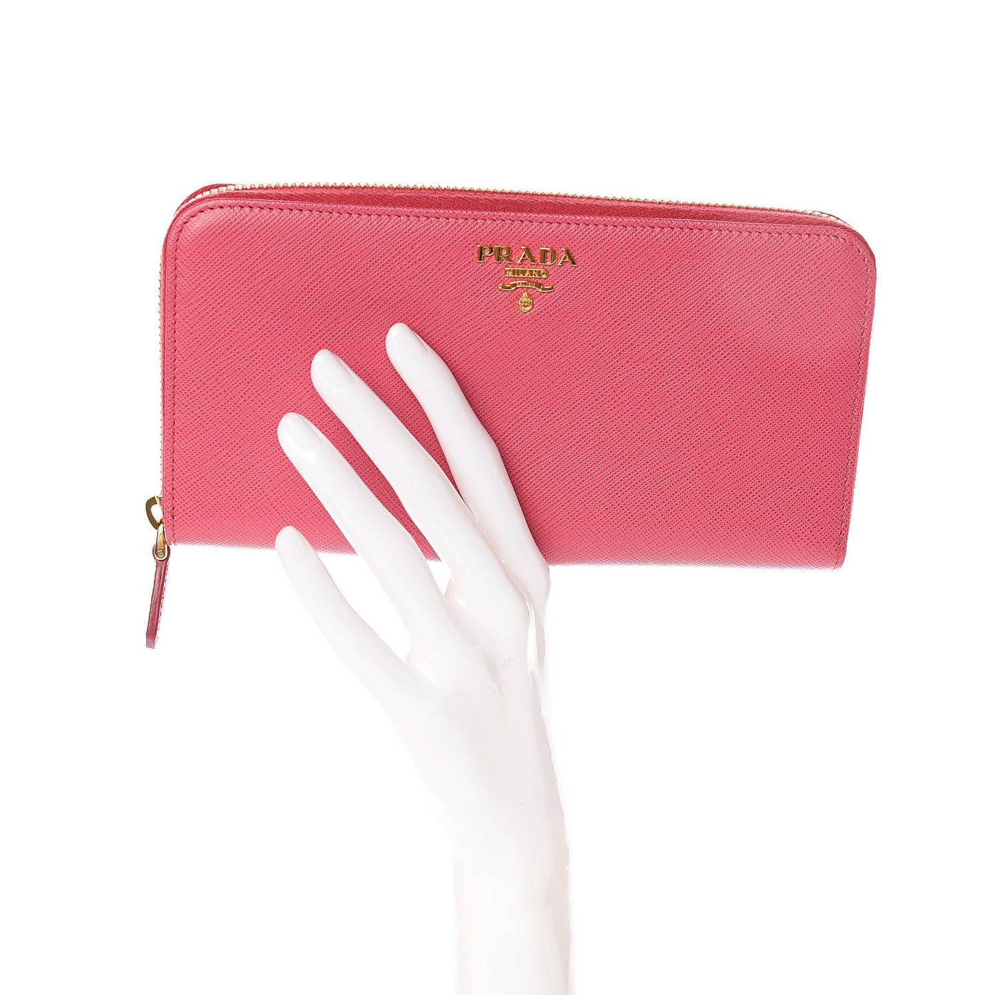 Saffiano Metal Zip Around Wallet Peonia