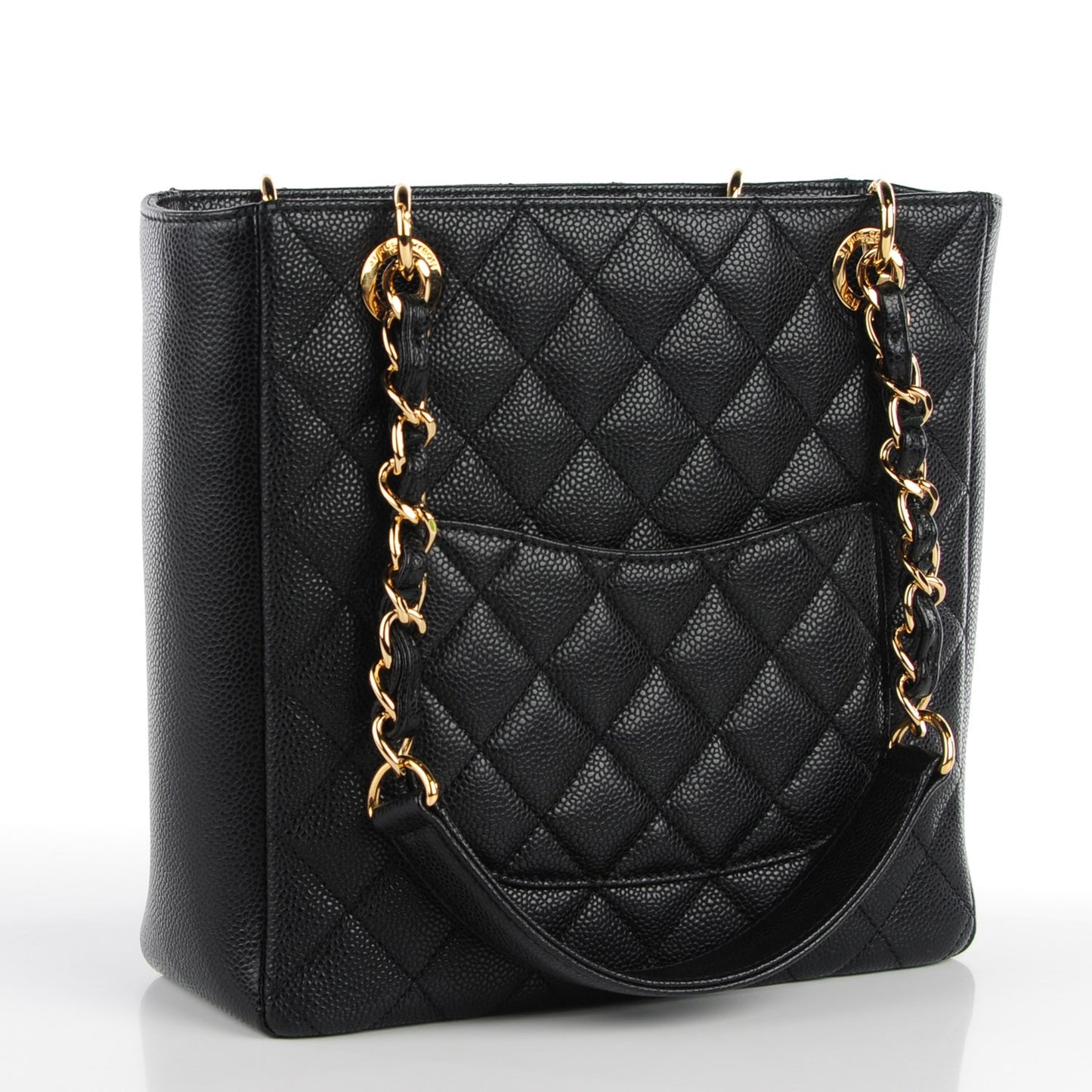 Caviar Quilted Petit Shopping Tote PST Black