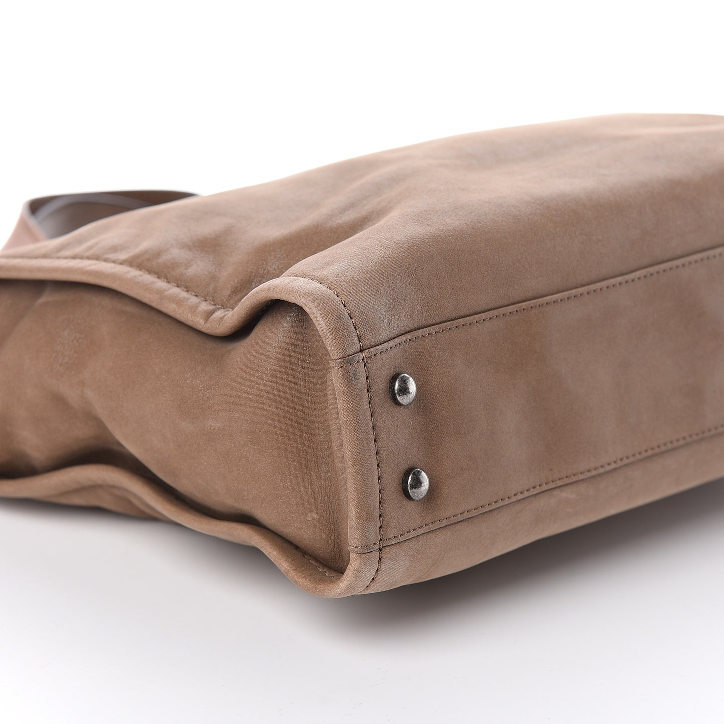 Iridescent Glazed Calfskin In The Mix Tote Kahki