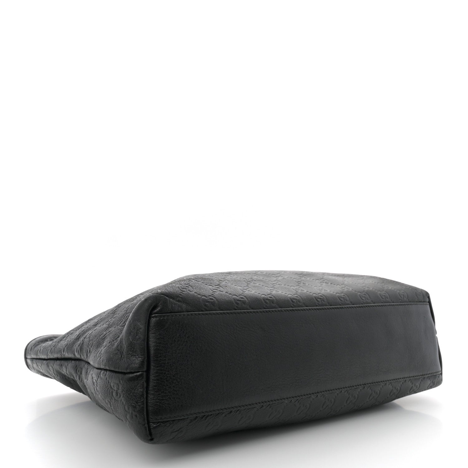 Gucci Guccissima Medium Zippered Shopping Tote Black 4 of 12