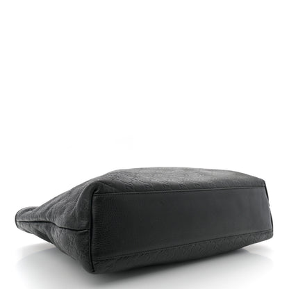 Gucci Guccissima Medium Zippered Shopping Tote Black 4 of 12