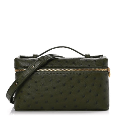 Loro Piana Ostrich L19 Extra Pocket Pouch Dark Lichen Green 1 of 8