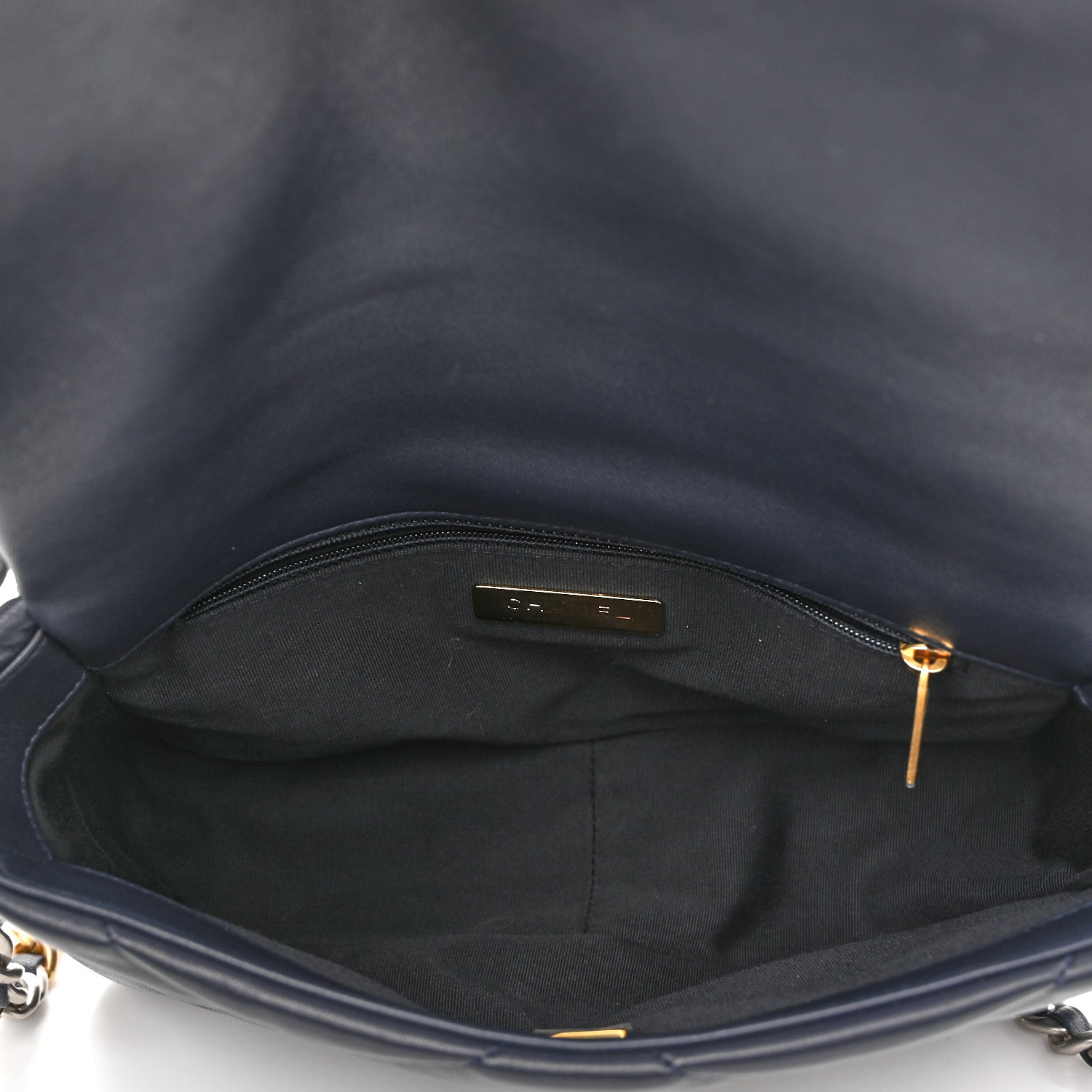 Chanel Goatskin Quilted Medium Chanel 19 Flap Navy Blue 5 of 10