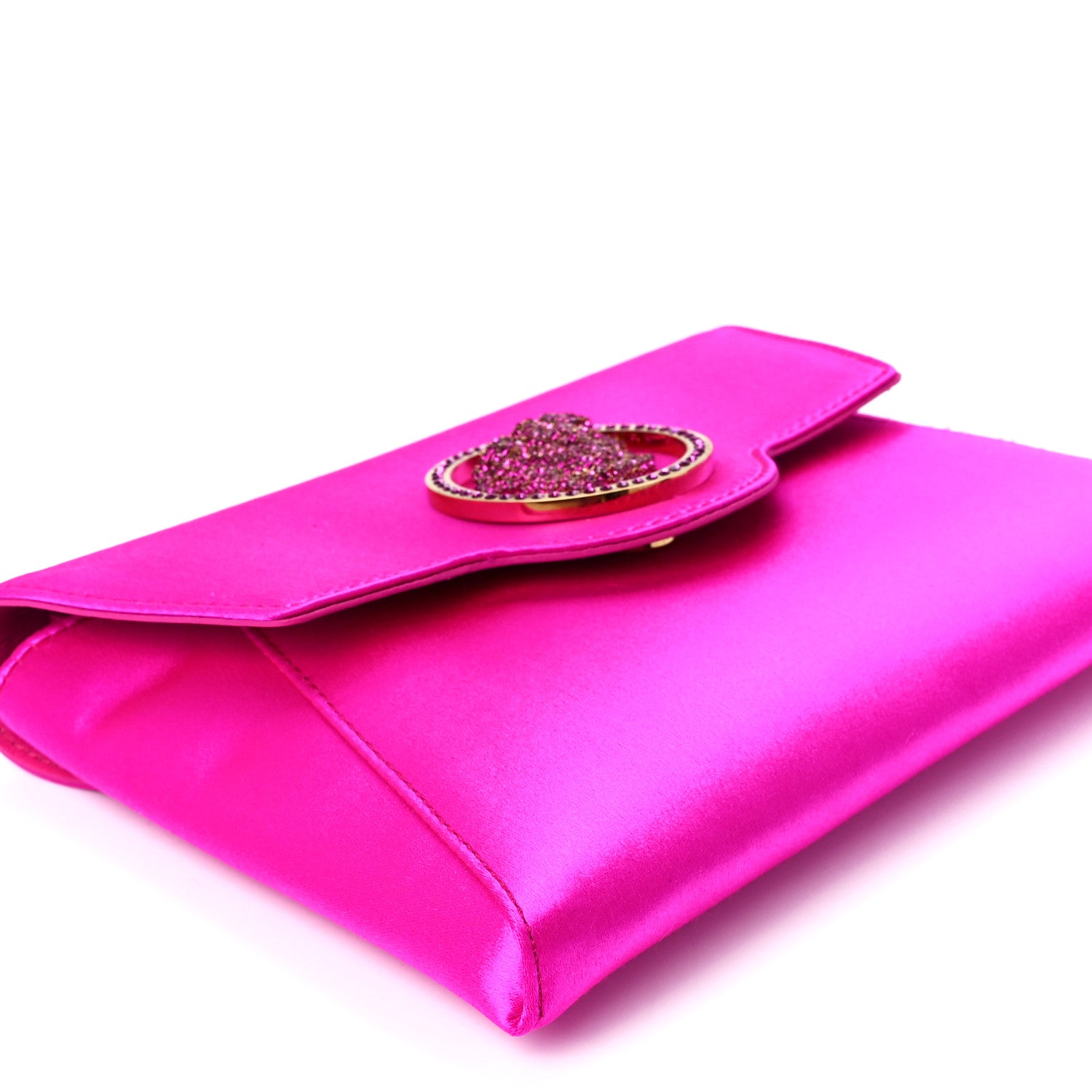 Versace Satin Crystal Embellished La Medusa Pouch On Chain Pink 9 of 11