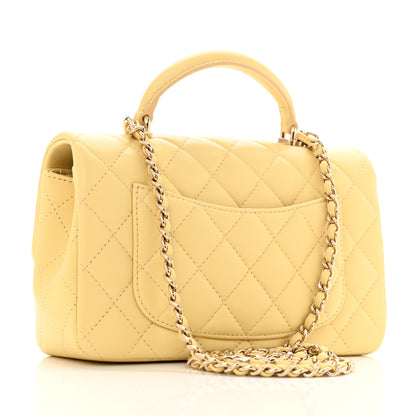 Chanel Lambskin Quilted Mini Top Handle Rectangular Flap Yellow 3 of 10