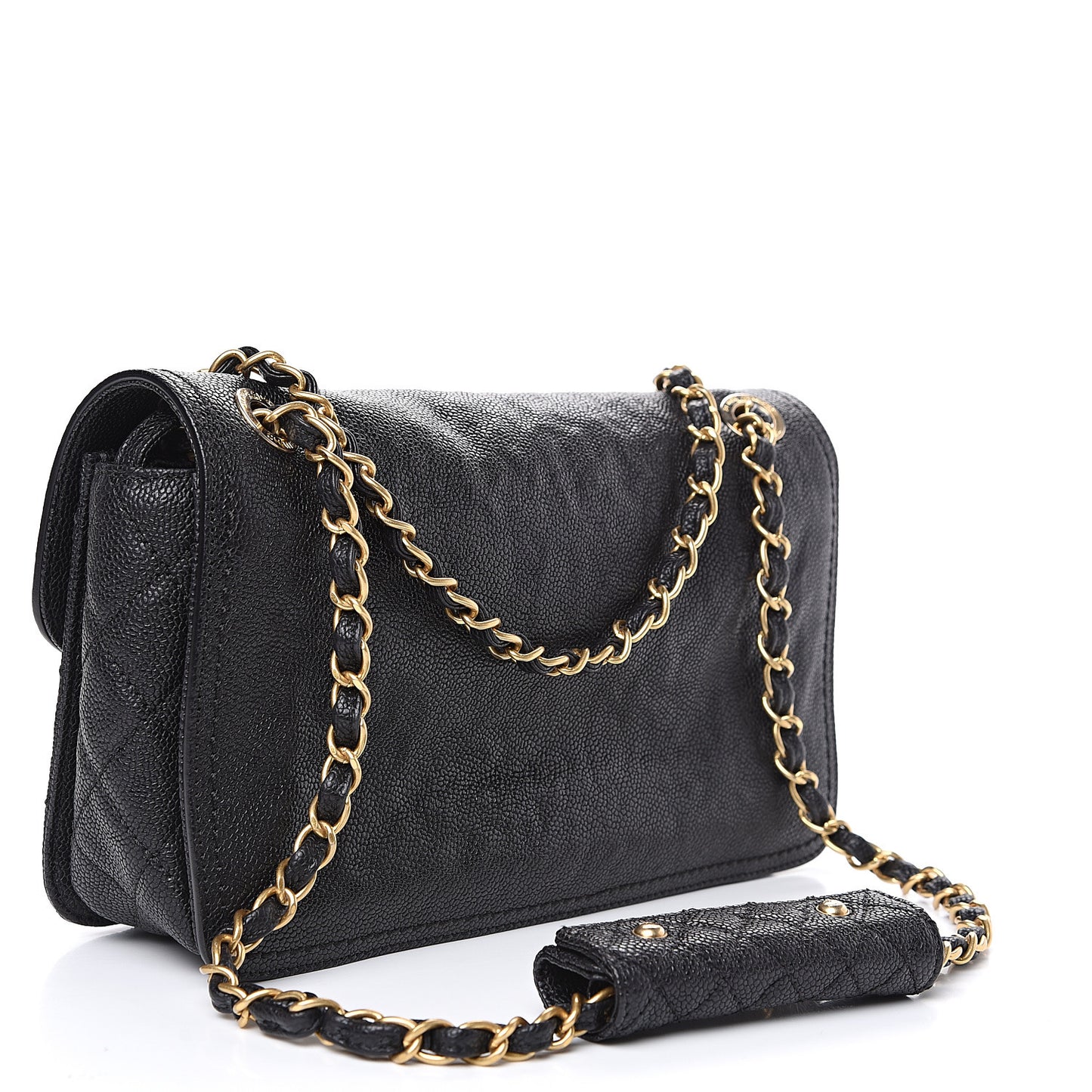 Caviar Quilted Medium Mademoiselle Flap Black
