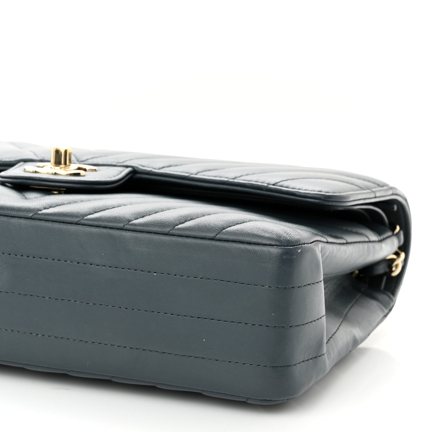 Chanel Lambskin Chevron Quilted Medium Double Flap Dark Grey 9 of 9