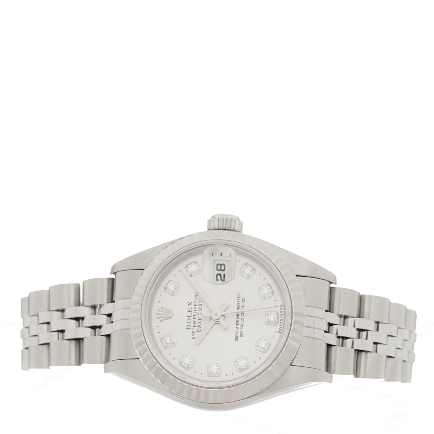 Stainless Steel 18K White Gold Diamond 26mm Oyster Perpetual Datejust Watch Silver 79174