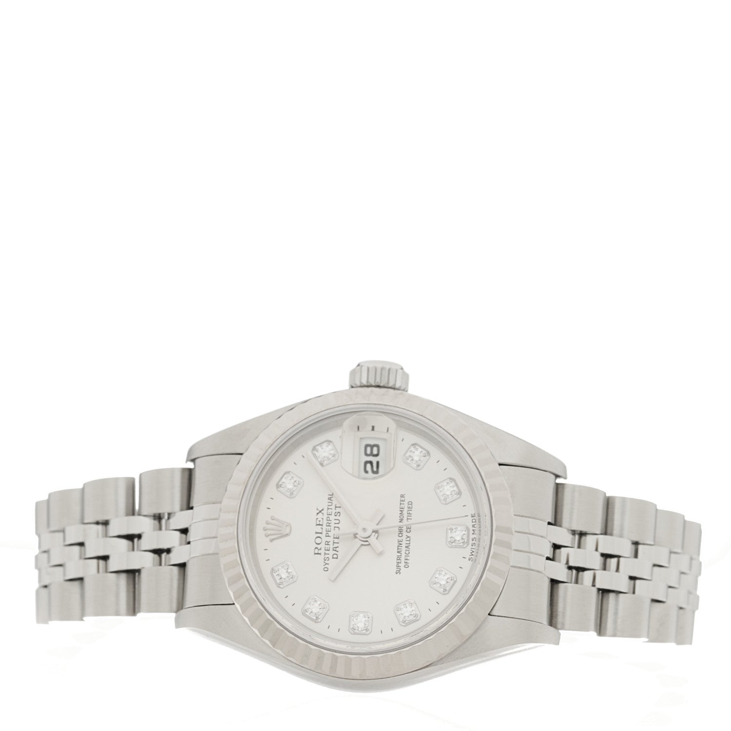 Rolex Stainless Steel 18K White Gold Diamond 26mm Oyster Perpetual Datejust Watch Silver 79174 2 of 4