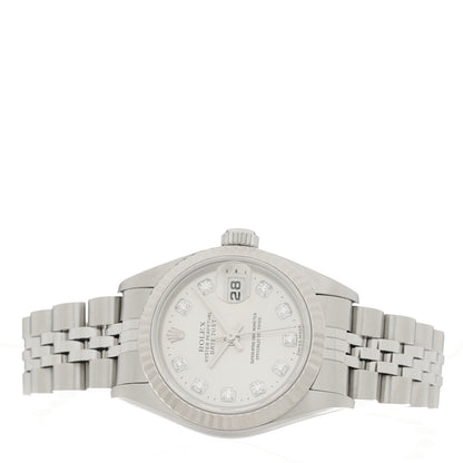 Rolex Stainless Steel 18K White Gold Diamond 26mm Oyster Perpetual Datejust Watch Silver 79174 2 of 4