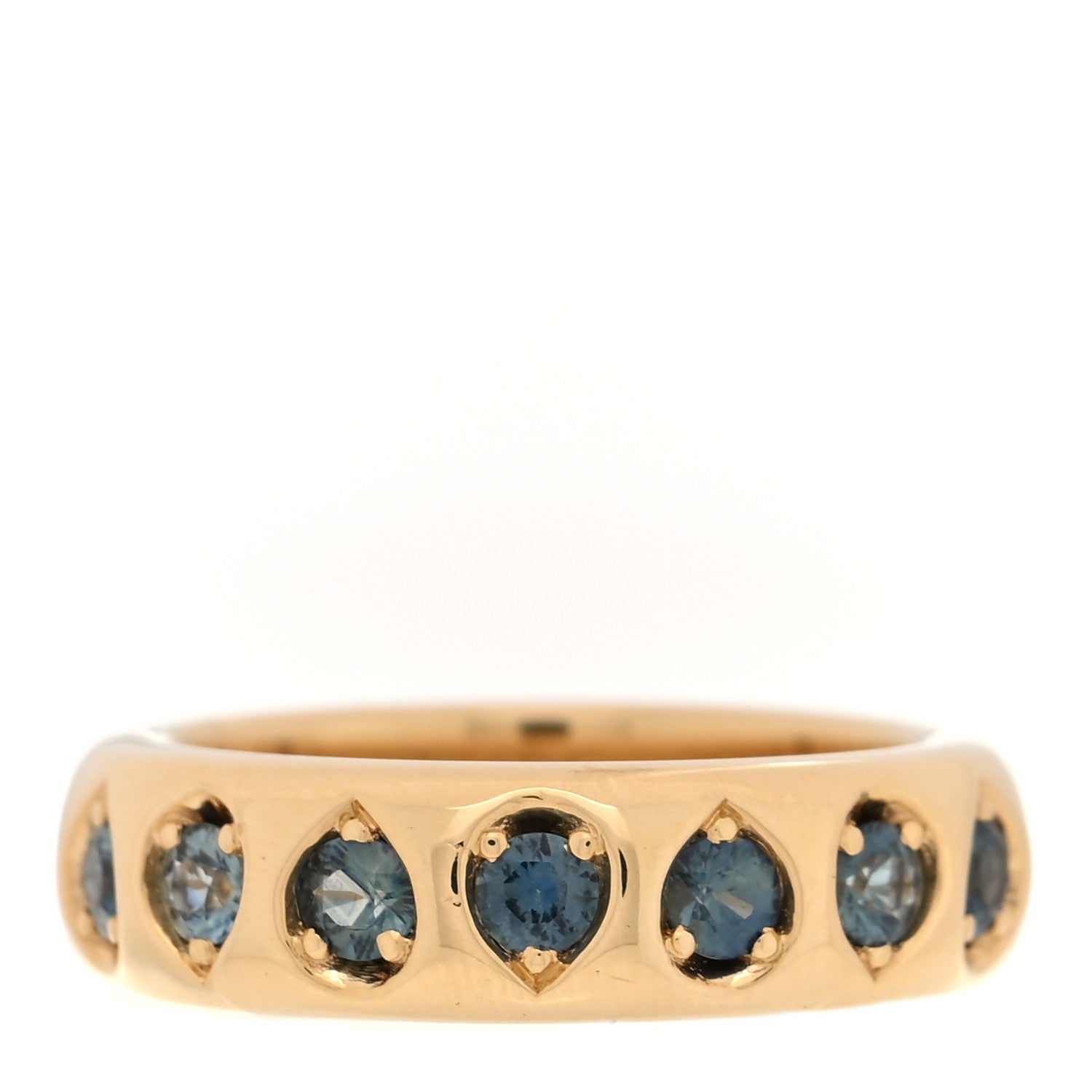 Foundrae 18K Yellow Gold Sapphire Gemstone Band Ring 49 5 1 of 4