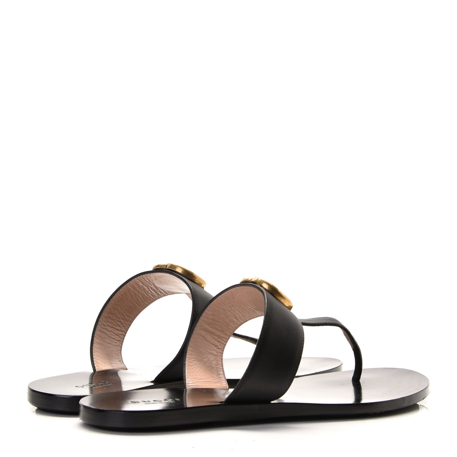 Gucci Calfskin GG Marmont Thong Sandals 38 Black 3 of 11
