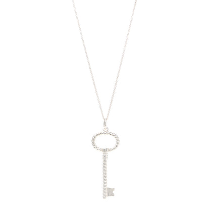 Tiffany Sterling Silver Twist Oval Key Pendant Necklace 1 of 6