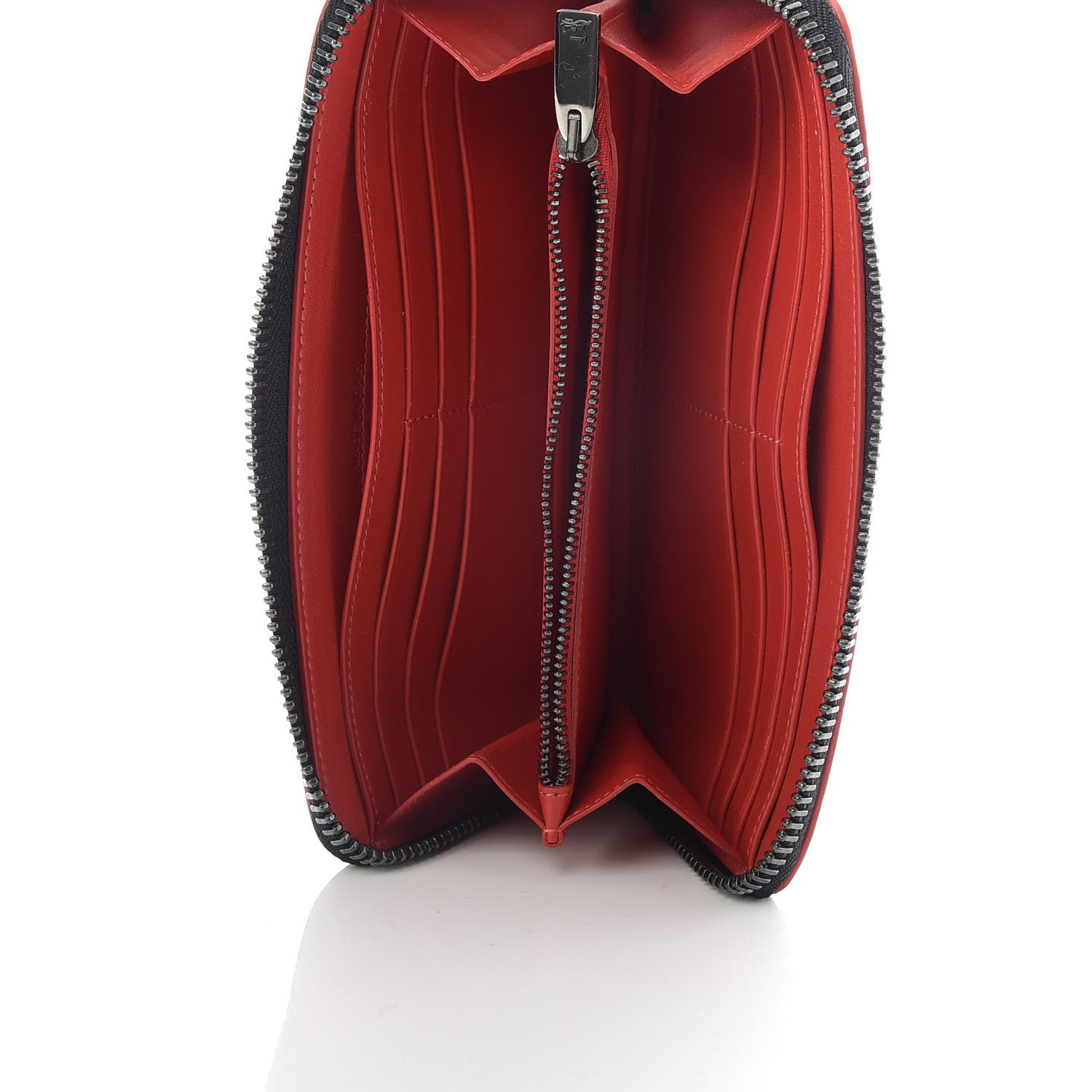Christian Louboutin Crackled Calfskin Hawaii Print Panettone Spikes Zip Around Wallet Black Silver 5 of 6
