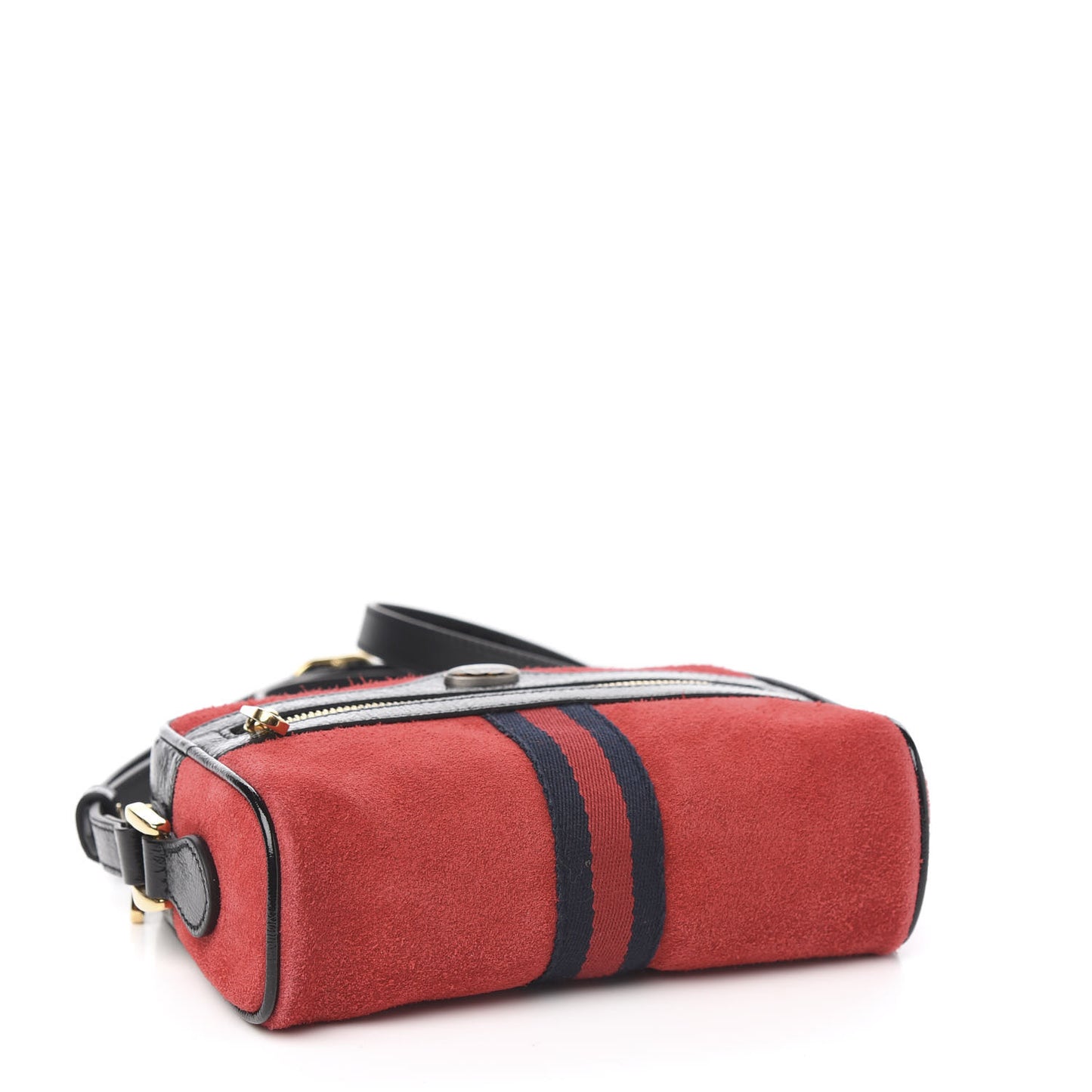 Suede Patent Web Mini Ophidia Shoulder Bag Red