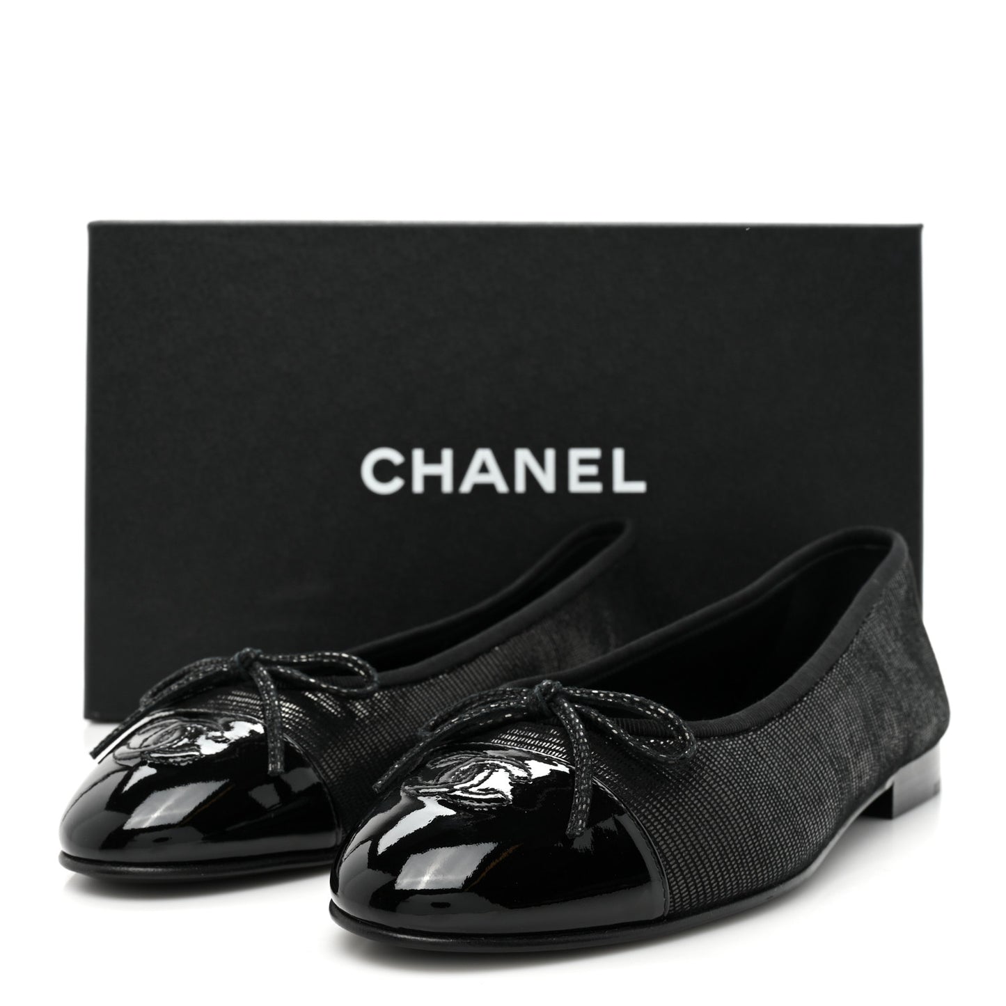 Suede Patent Cap Toe CC Ballerina Flats 38 Black