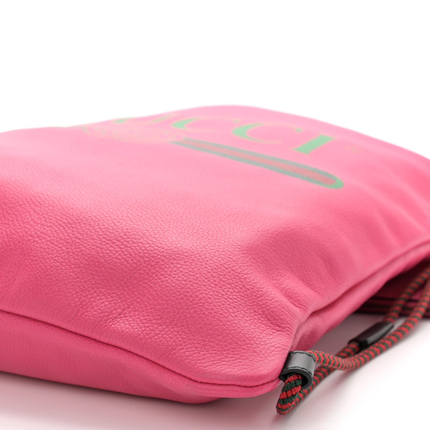 Grained Calfskin Logo Drawstring Backpack Box Pink Green Black