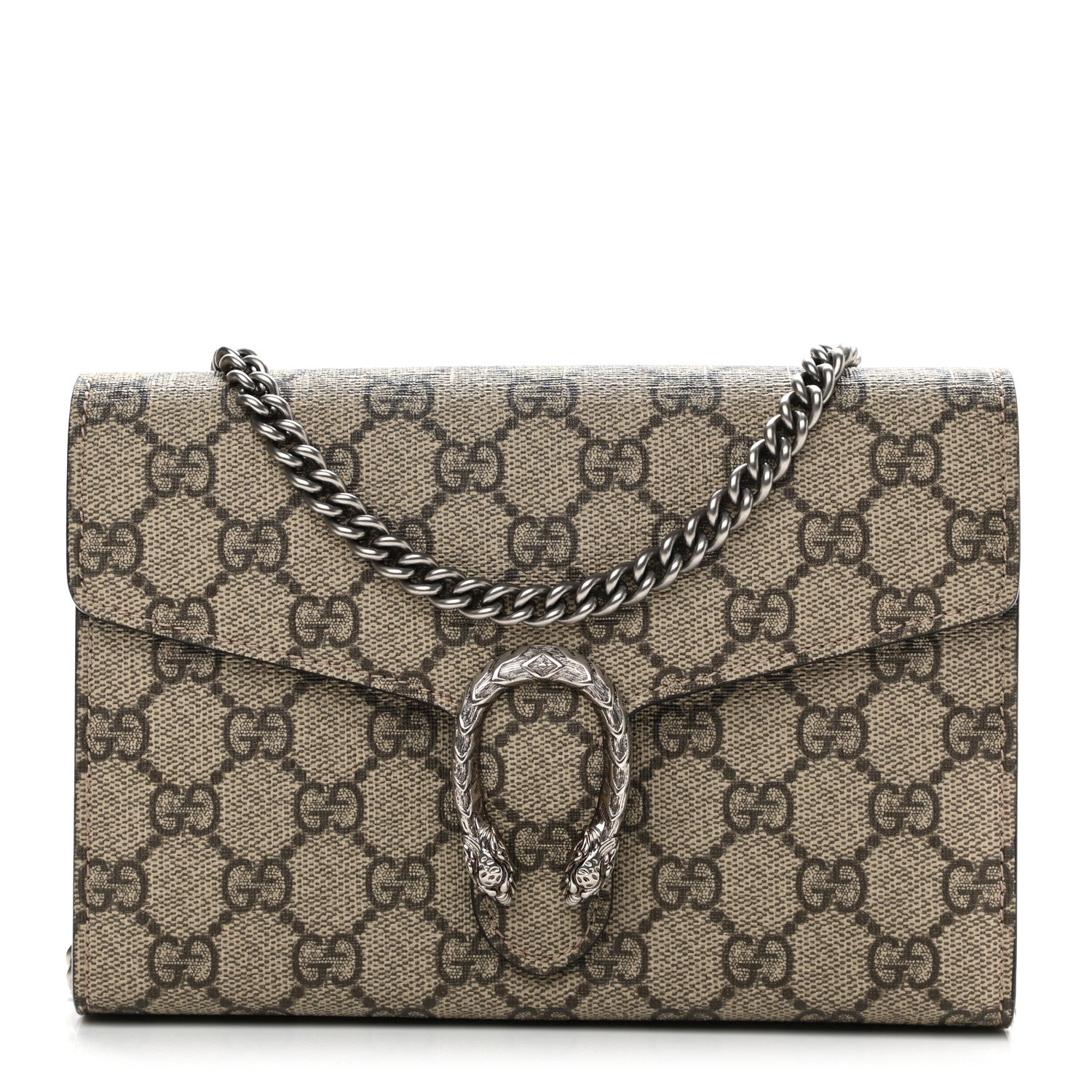 Gucci GG Supreme Monogram Mini Dionysus Chain Wallet Beige Vulcanic Red 1 of 10