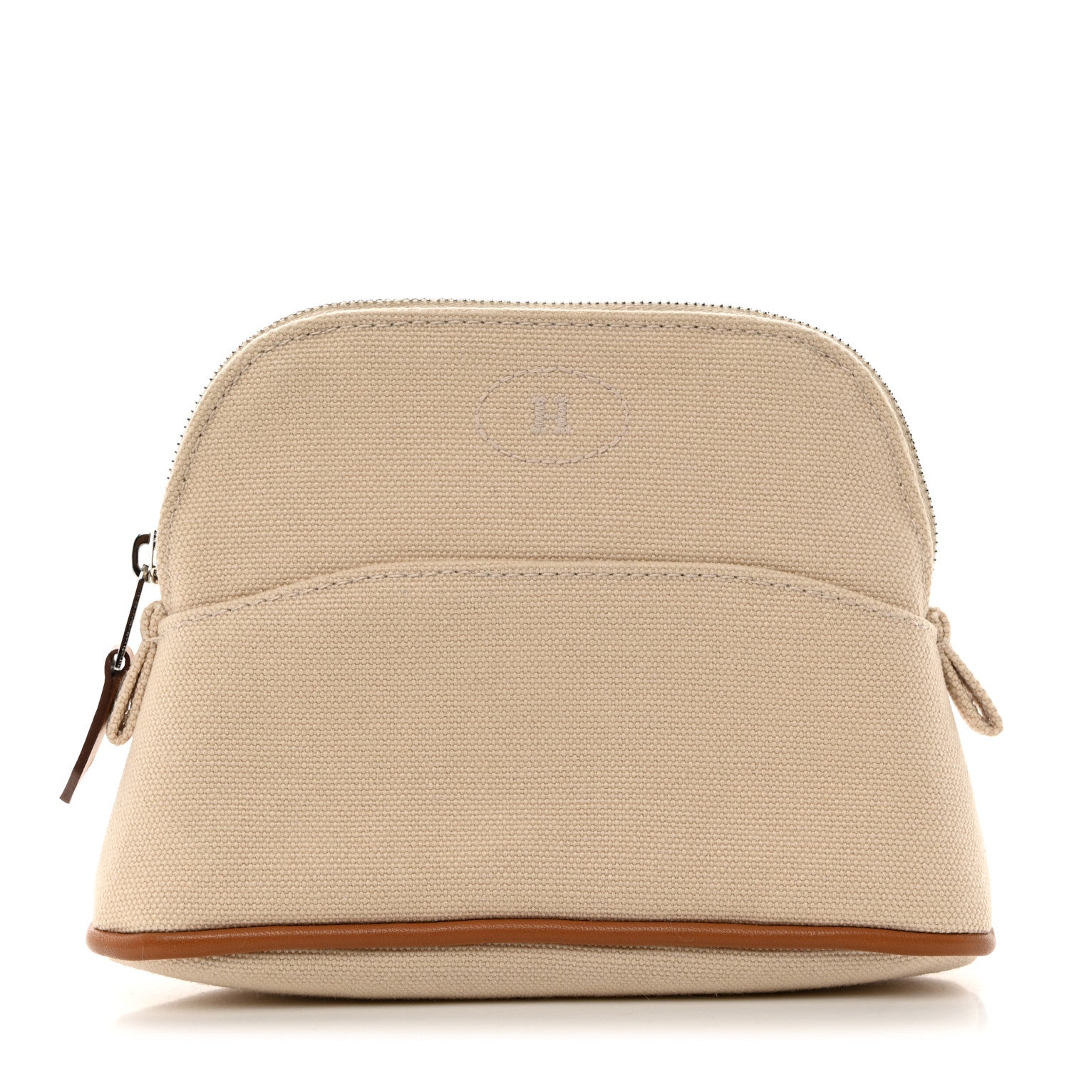Hermes Cotton Canvas Mini Mini Bolide Travel Cosmetic Pouch Natural 1 of 7