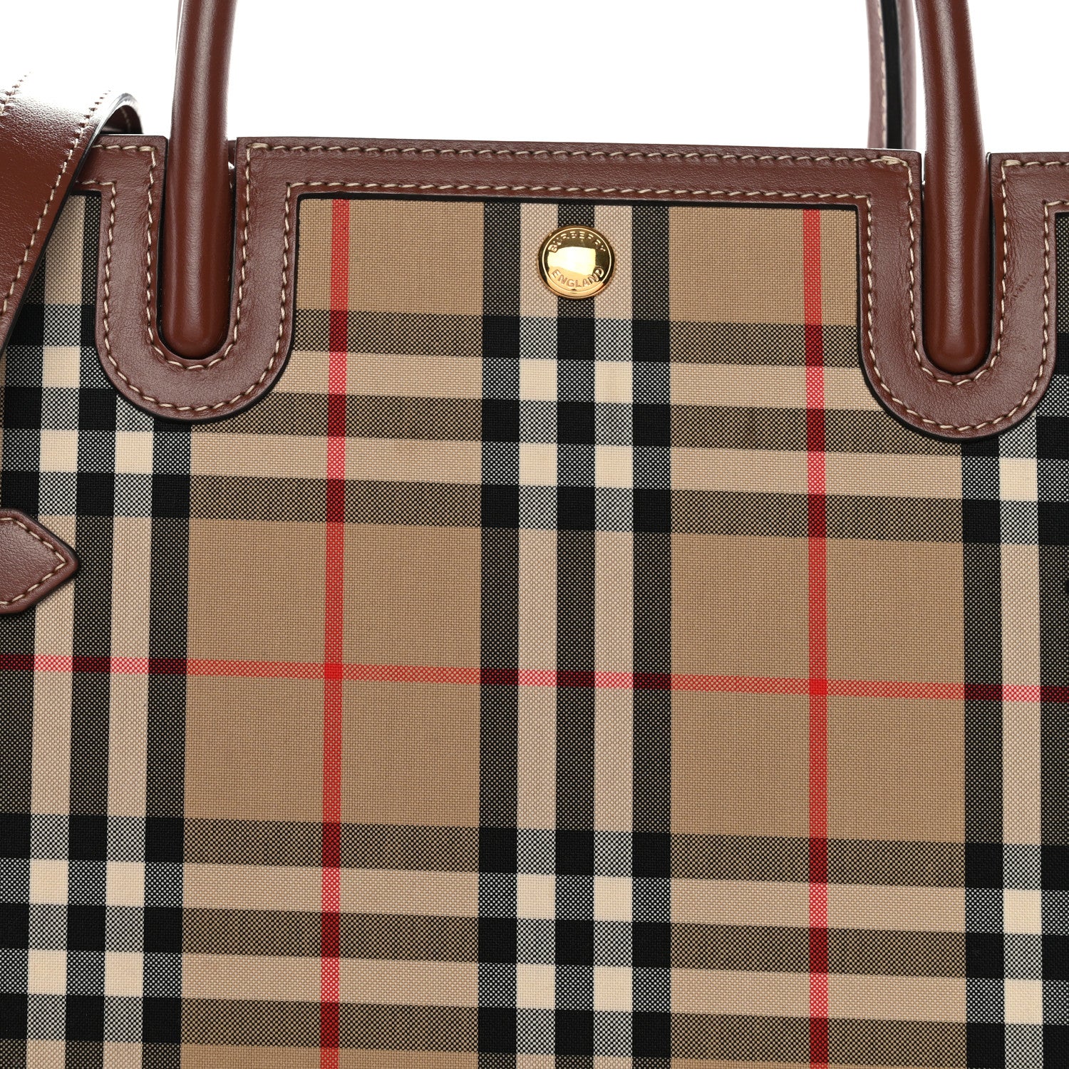 Burberry Calfskin Vintage Check Two Handle Title Bag Archive Beige 7 of 10