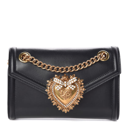 Dolce & Gabbana DOLCE & GABBANA Smooth Calfskin Mini Devotion Crossbody Bag Black 1 of 7
