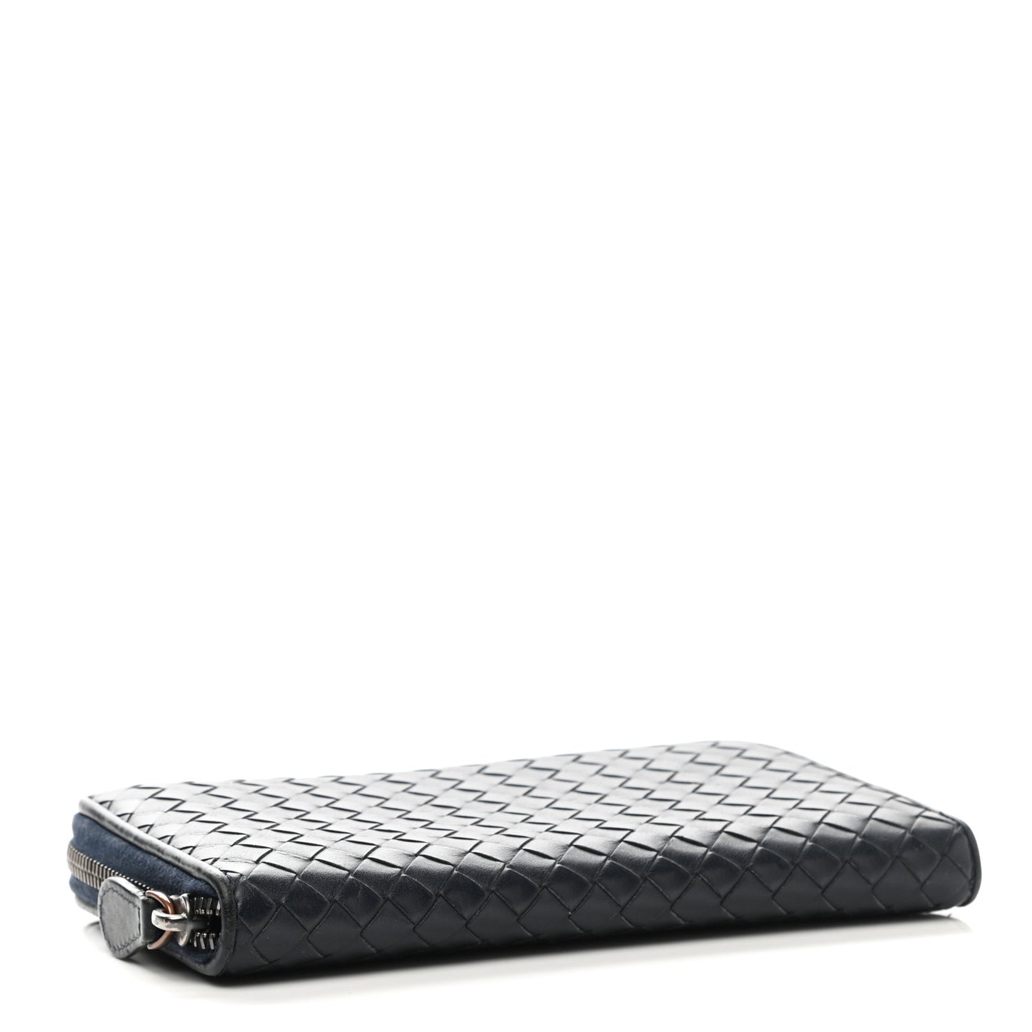 Nappa Intrecciato Zip Around Wallet Denim