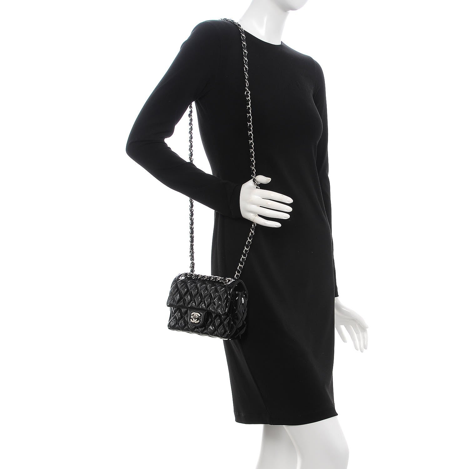 Chanel Patent Calfskin Quilted Mini Rectangular Flap Black 2 of 8